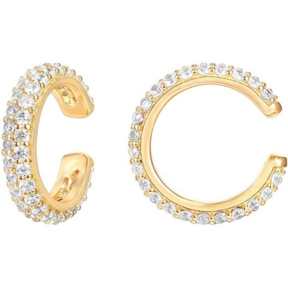 14K Gold Sparkling Round Huggie Trendy NEW